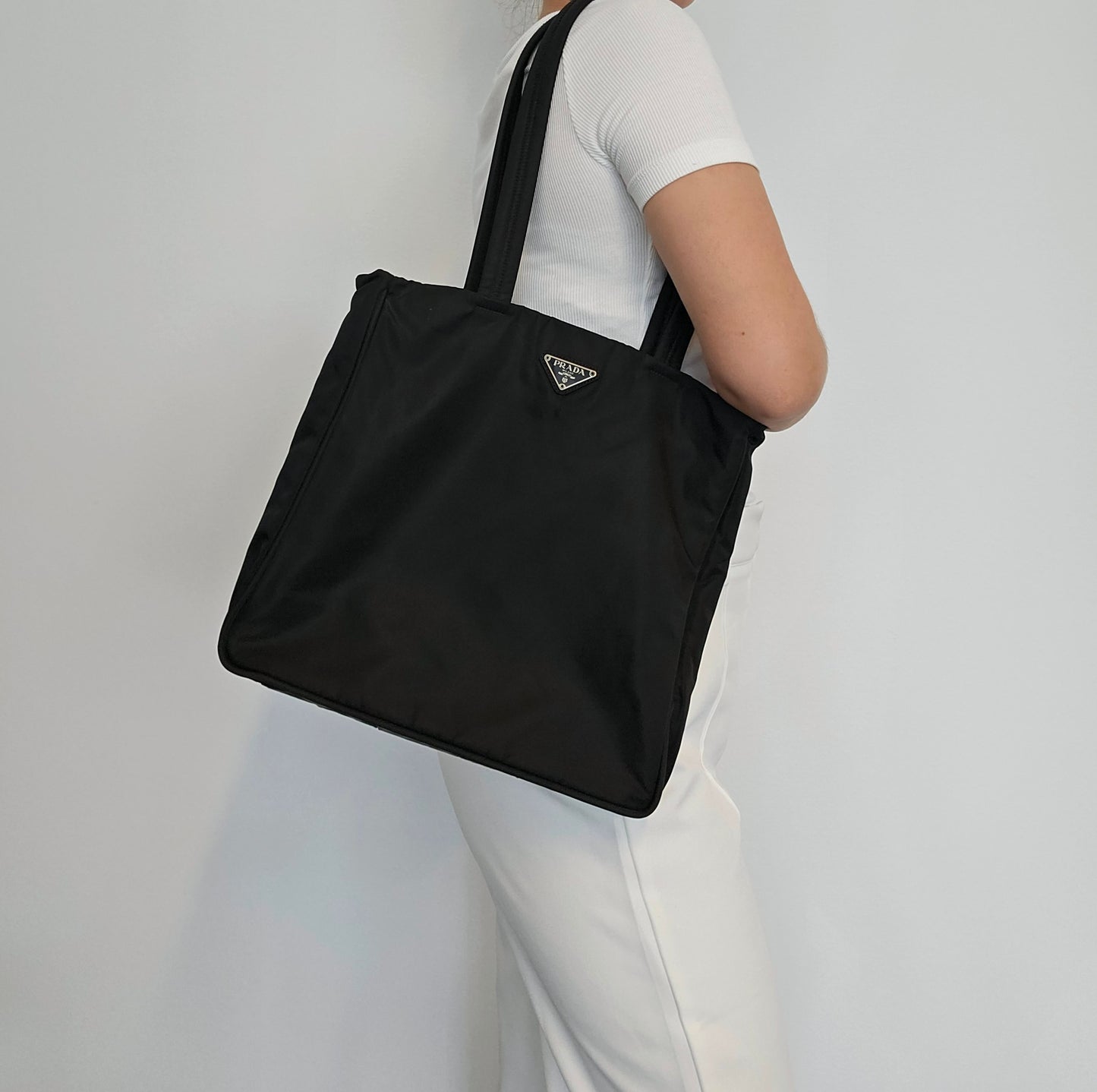 Prada black nylon tote