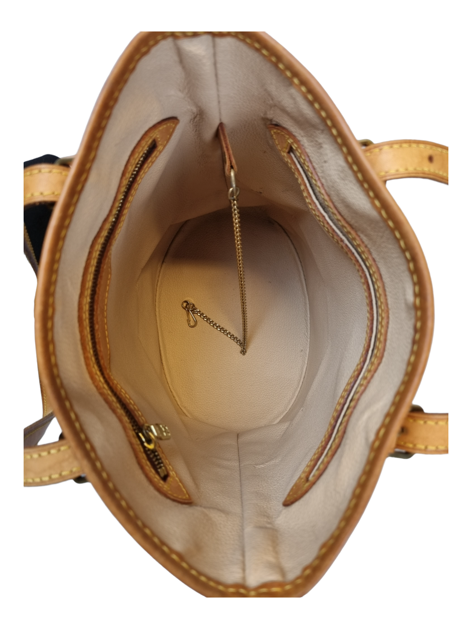 Louis Vuitton Petit Bucket Caramel in Synthetic Raffia/Cowhide