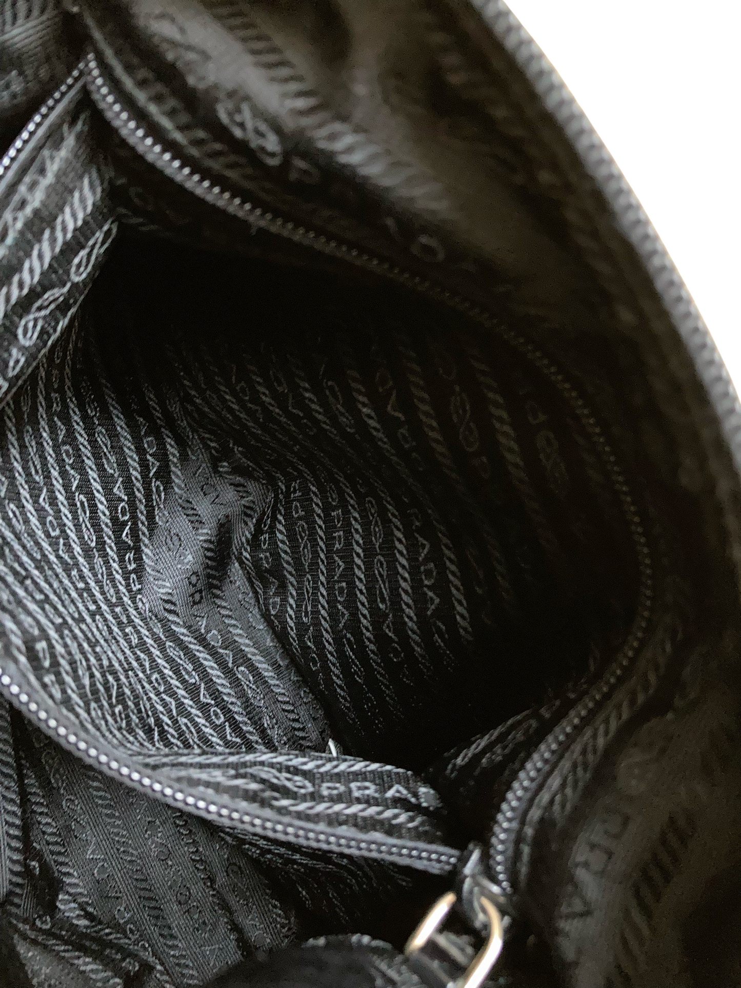 Prada Black Nylon & Leather Shoulder Bag with Logo