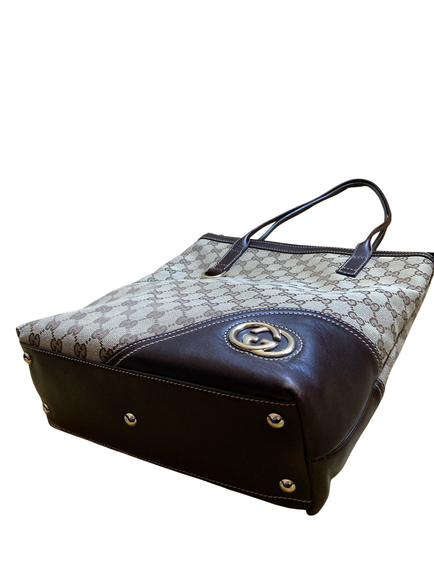 Gucci Abbey Jacquard & Leather Tote Bag