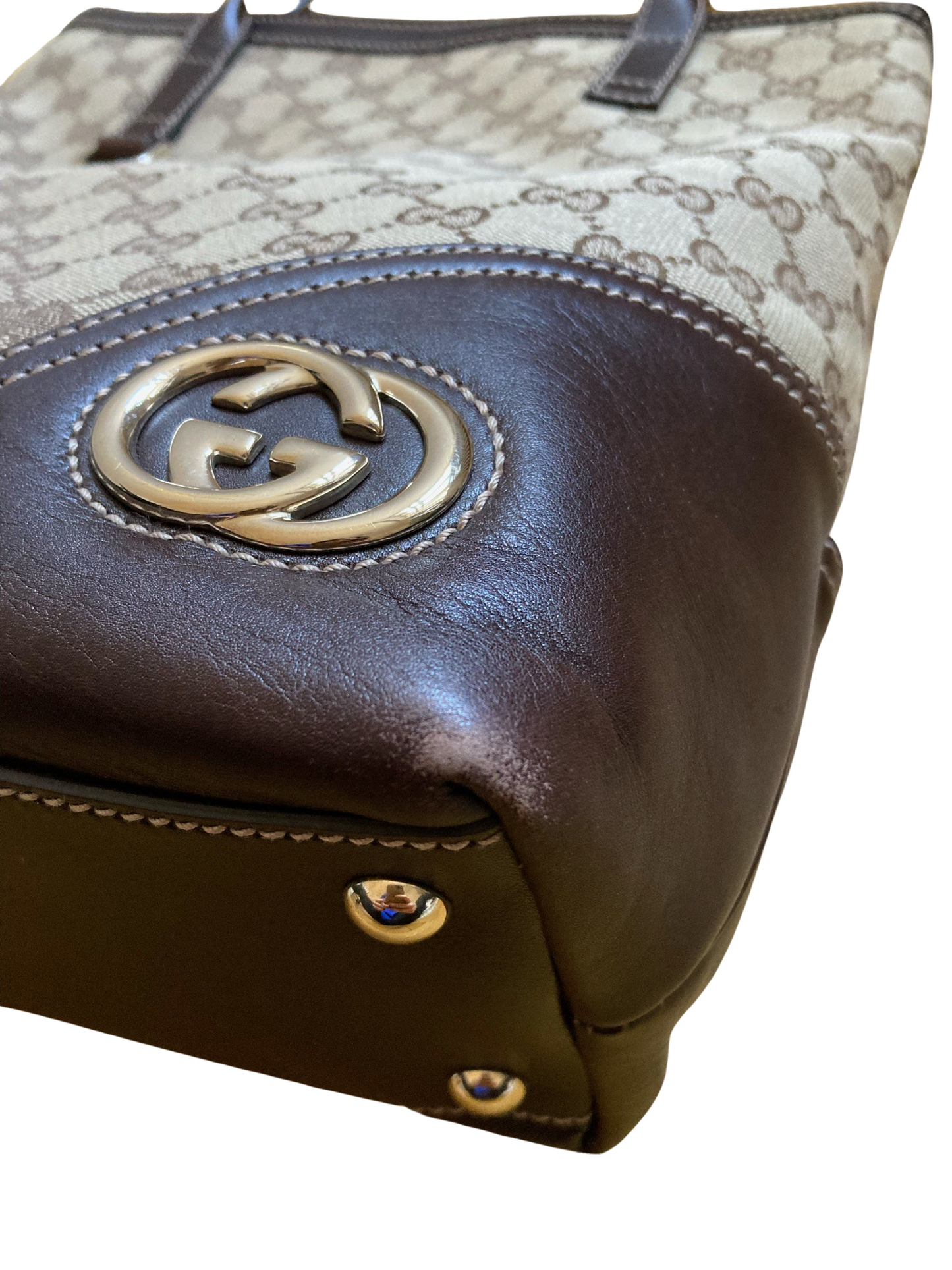 Gucci Abbey Jacquard & Leather Tote Bag