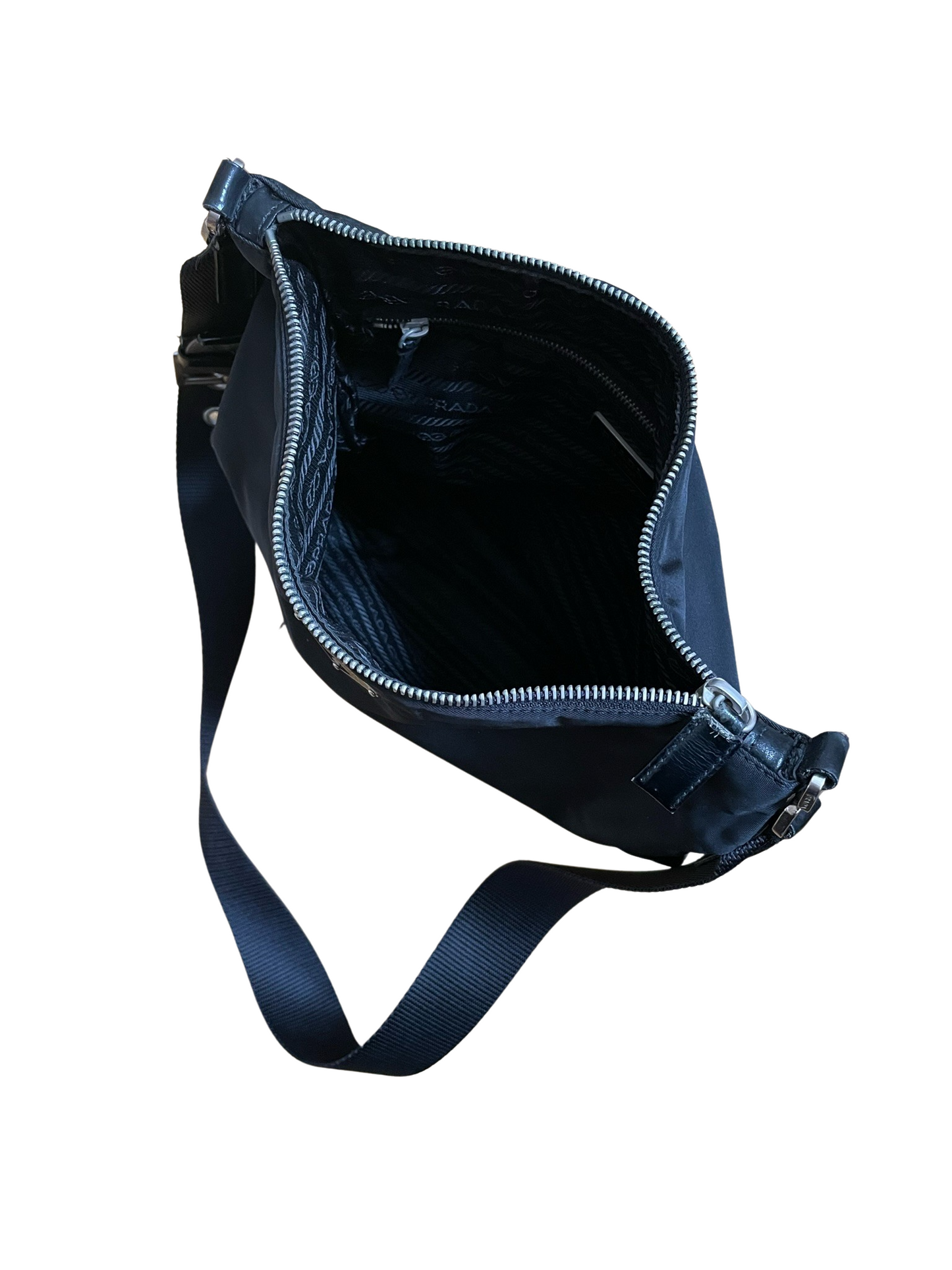 Prada Black Nylon Leather Shoulder Bag
