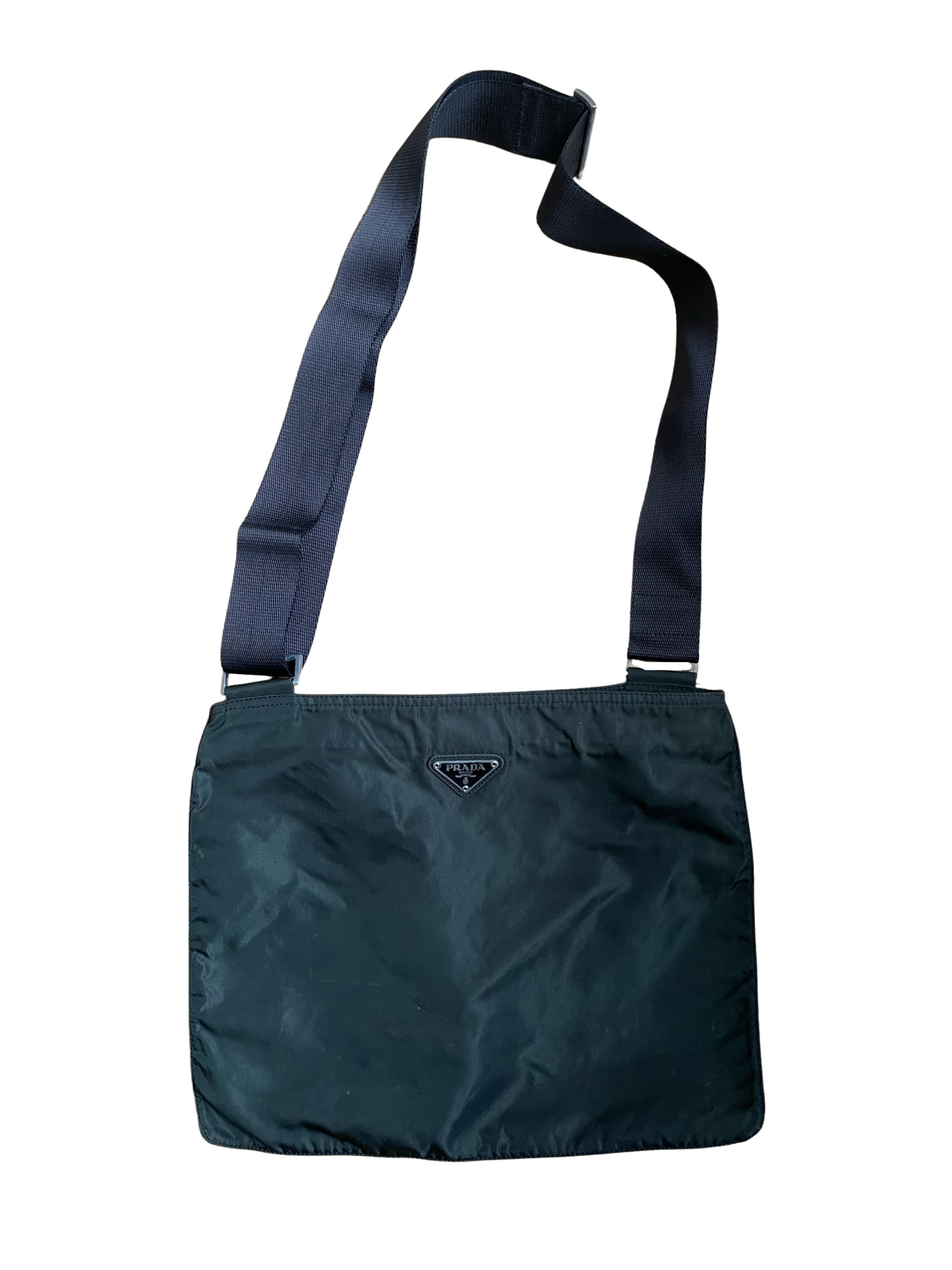 Prada Dark Green & Brown Nylon Shoulder Bag