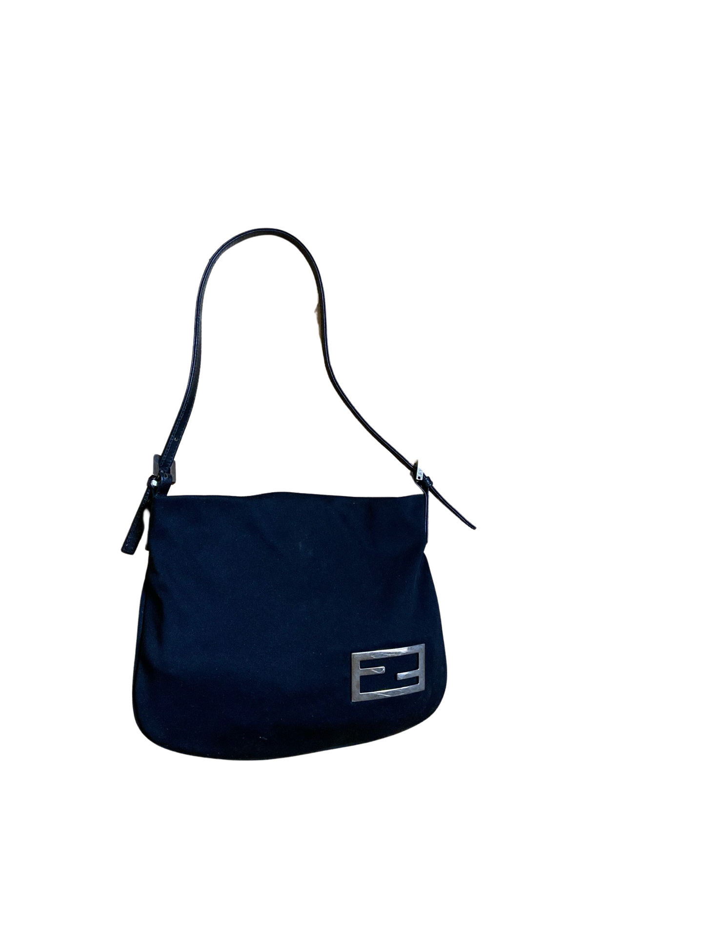 Fendi Black Fiber & Leather Shoulder Bag