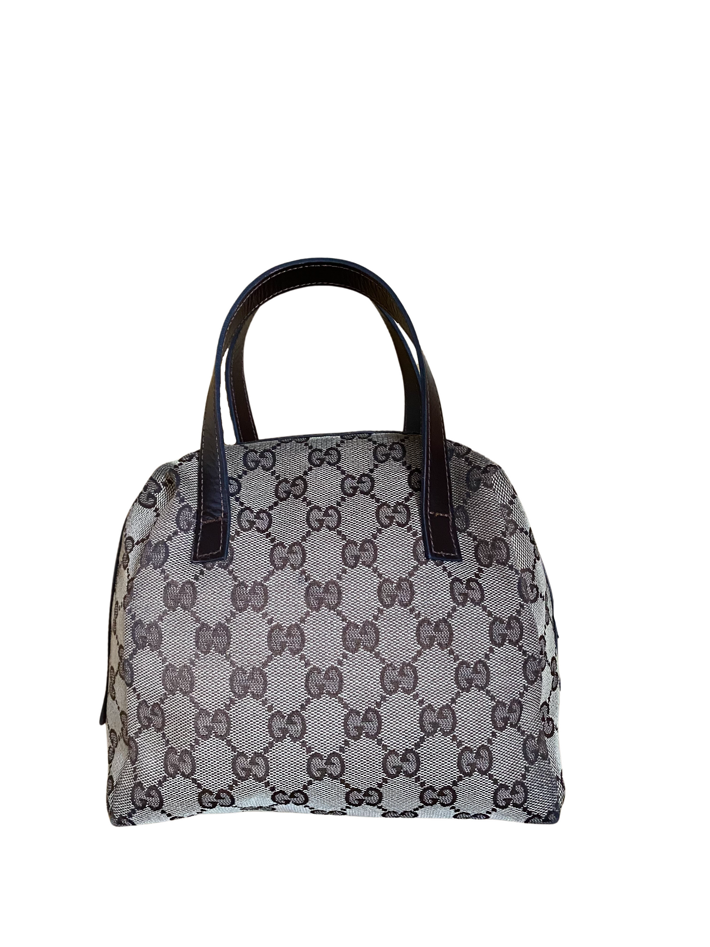 Gucci Beige & Dark Brown Jacquard & Leather Bag