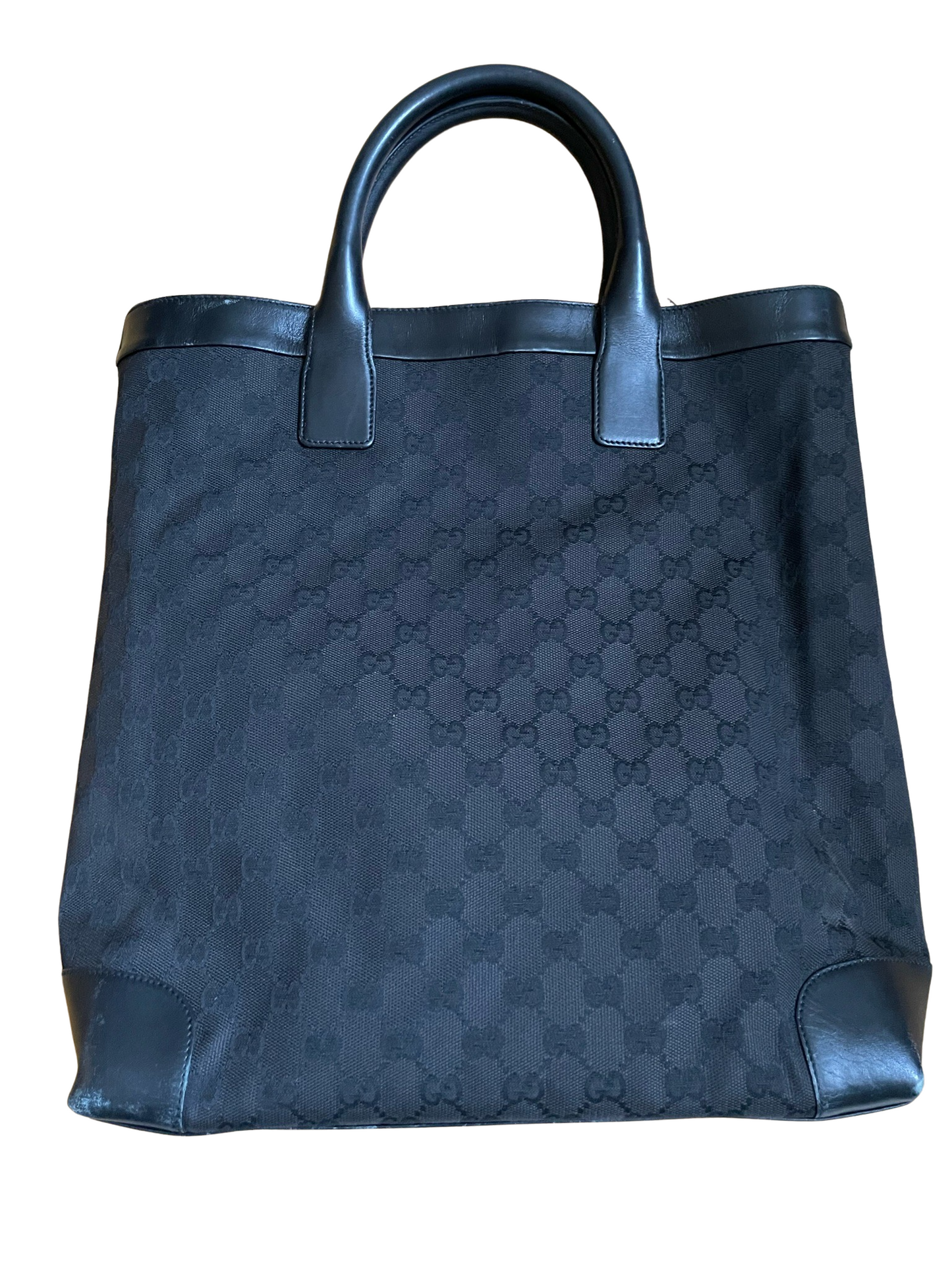 Gucci Black Jacquard & Leather Tote Bag