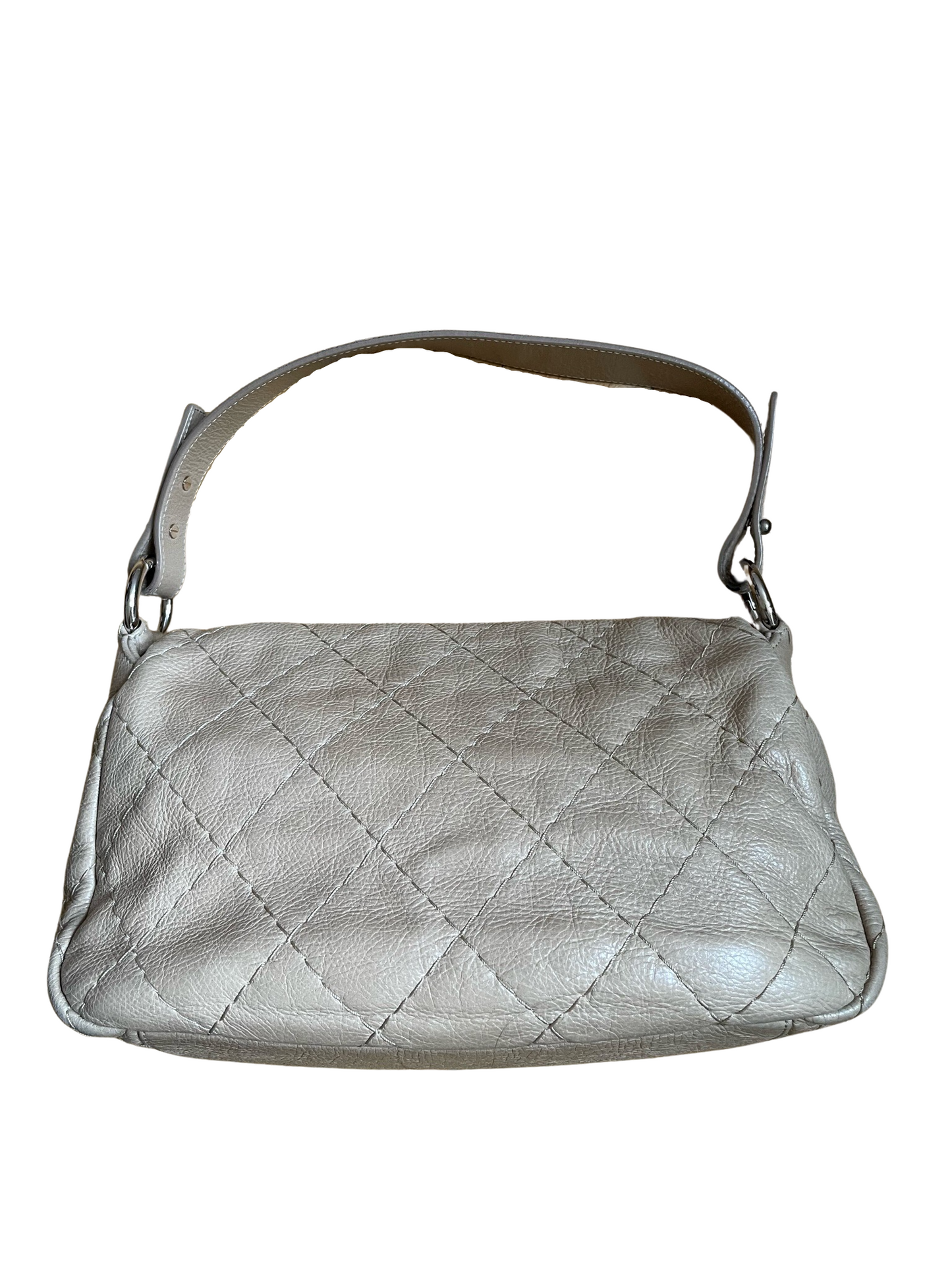 Chanel Single Flap Matelasse Leather Shoulder Bag Beige