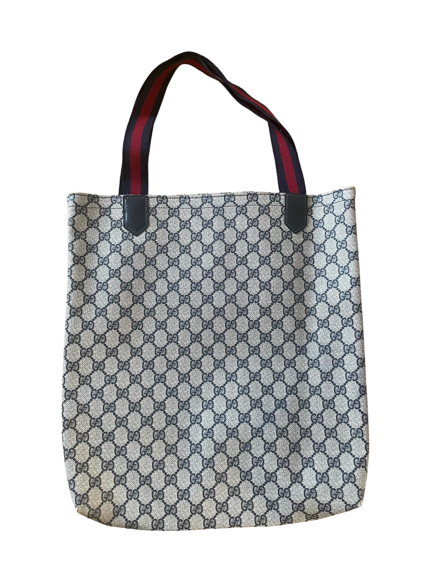 Gucci Light Gray Navy Red Tote Bag