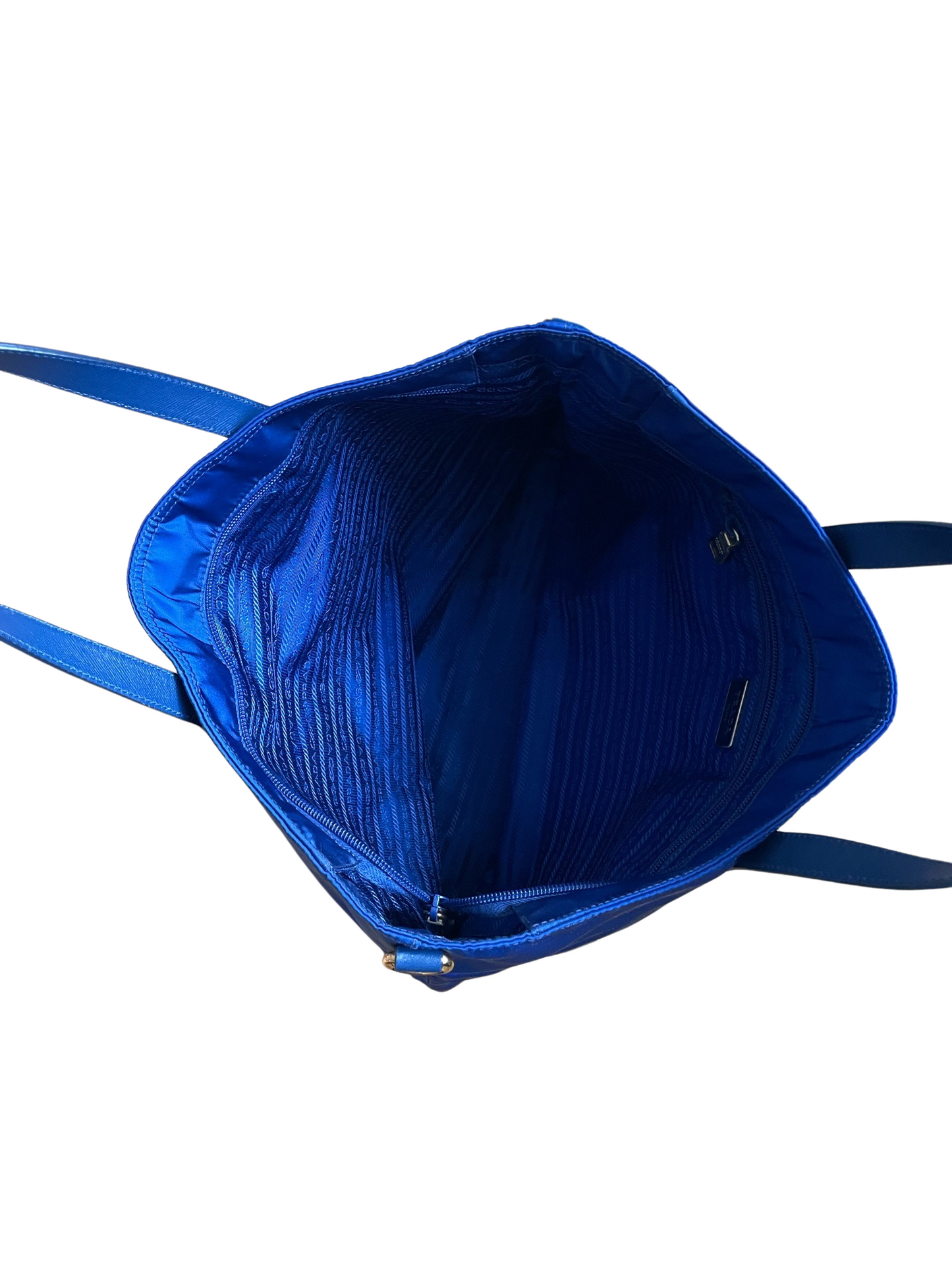 Prada Blue Nylon & Leather Tote Bag