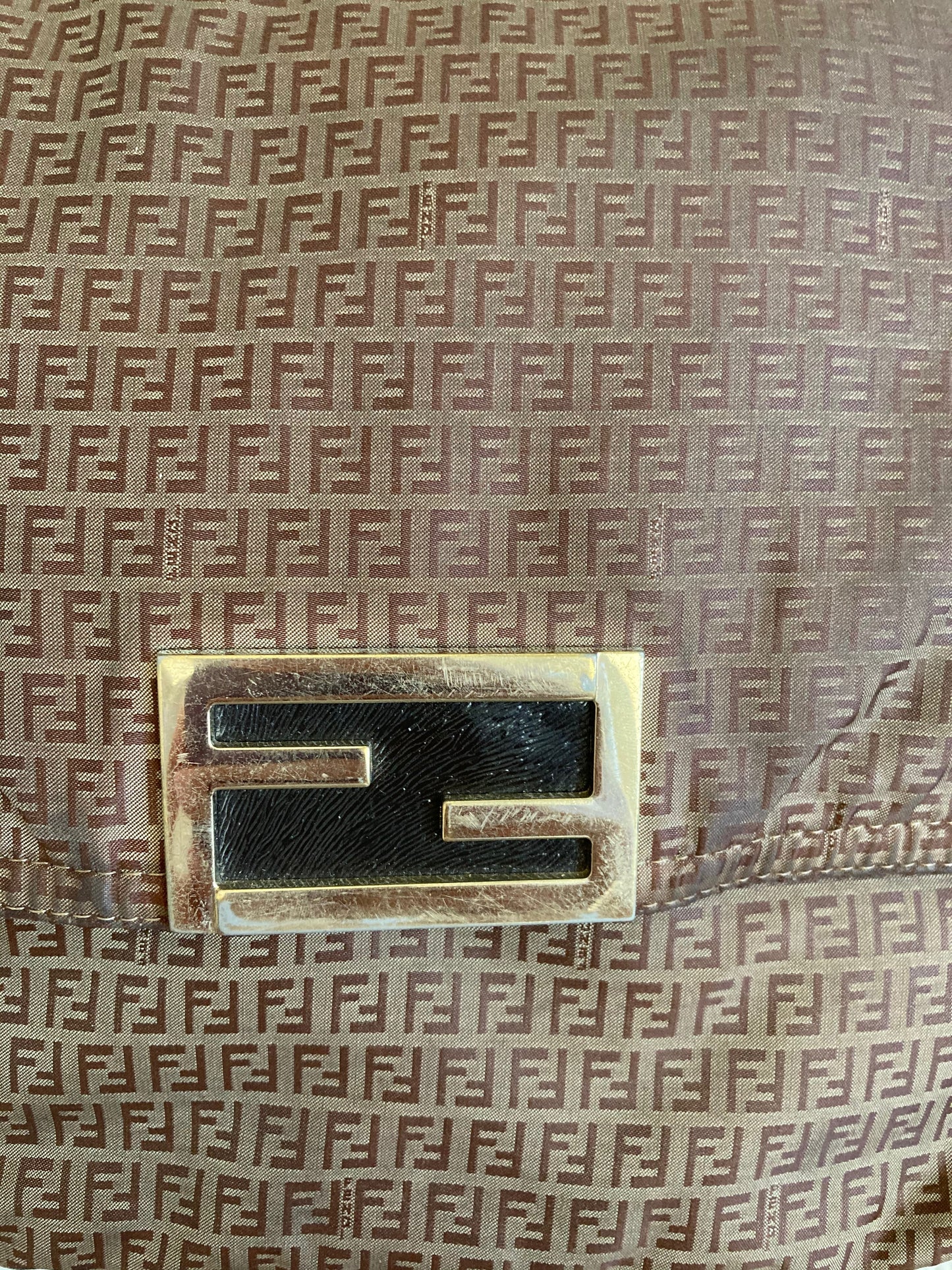 Fendi Light Brown Nylon Shoulder Bag