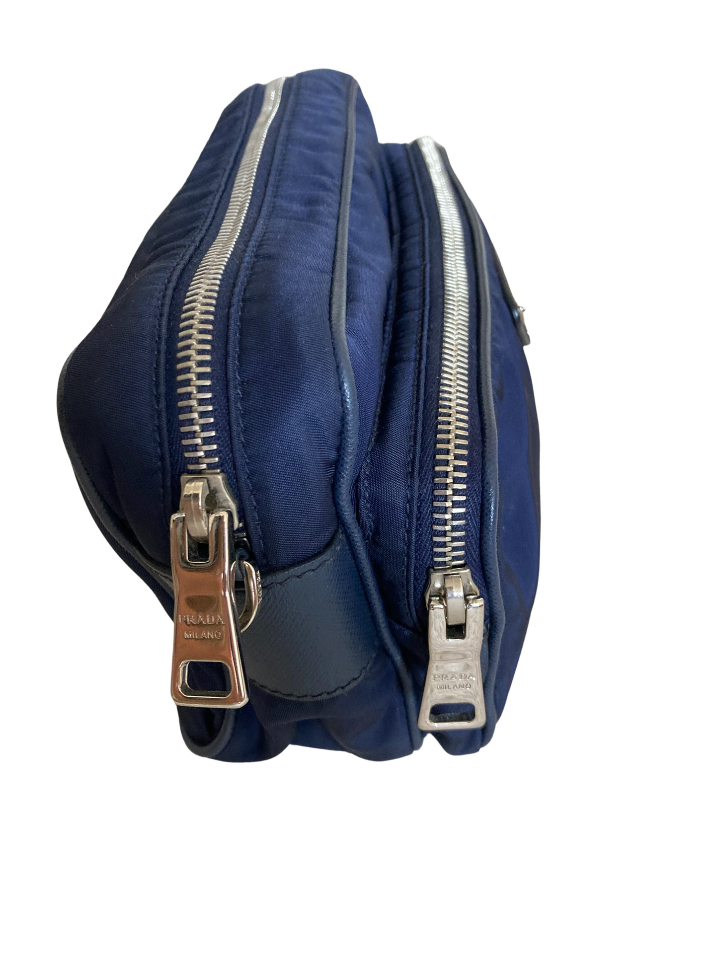 Prada Navy Nylon Leather Shoulder Bag