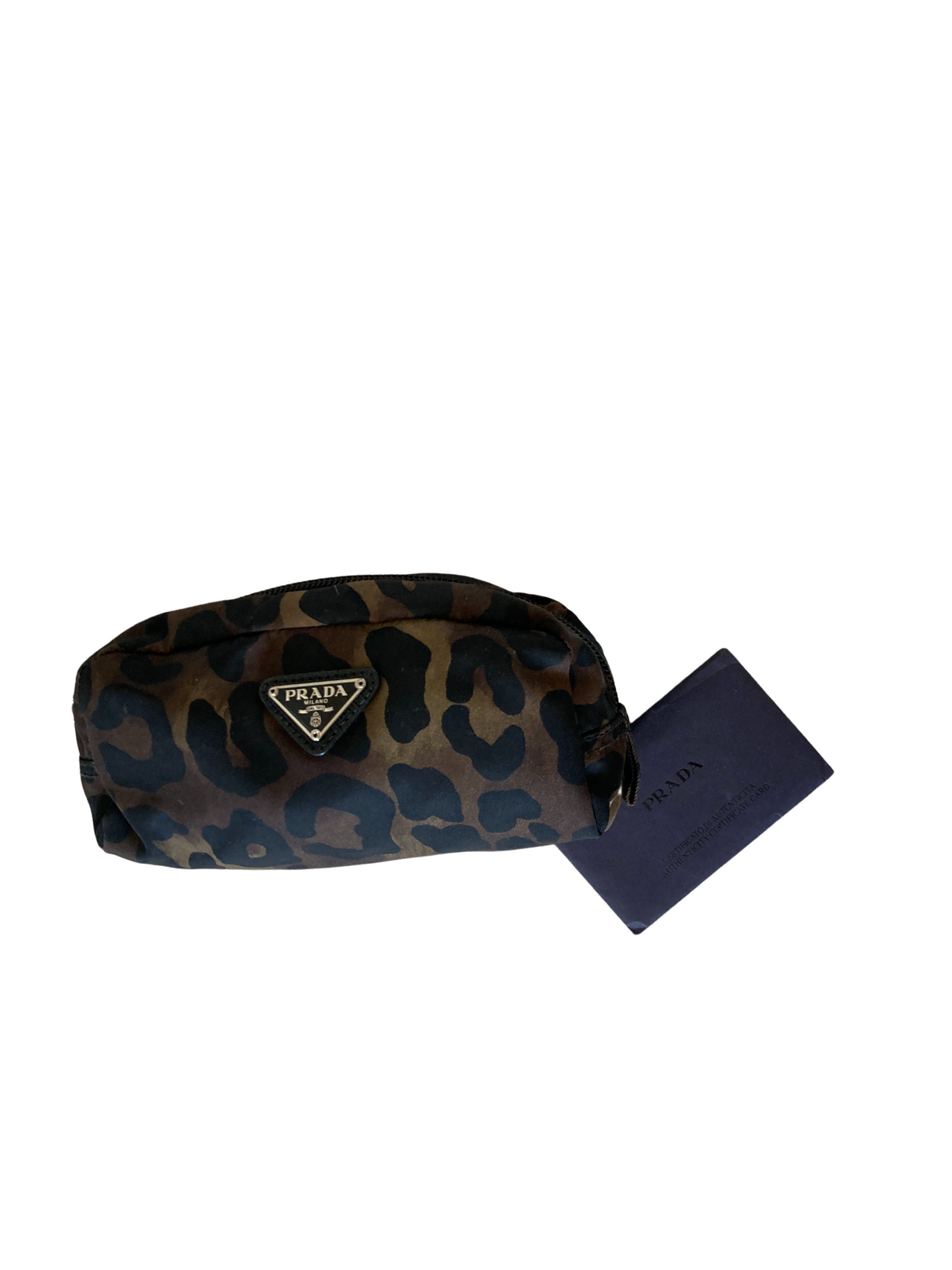 Prada Leopard Black Nylon Pouch
