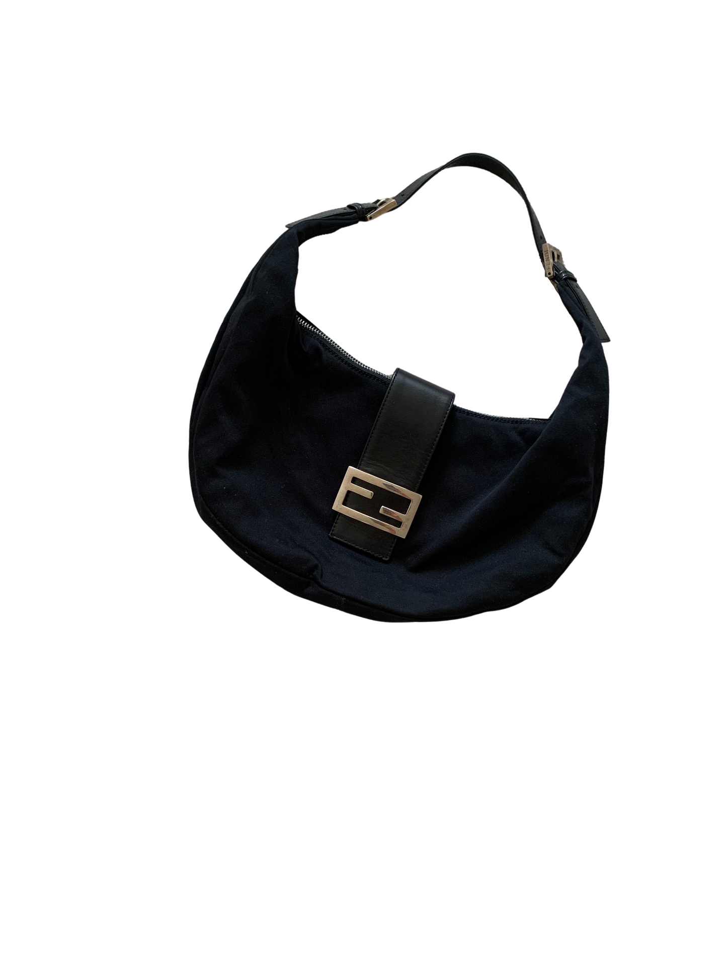 Fendi Black Chemical Fiber & Leather Shoulder Bag