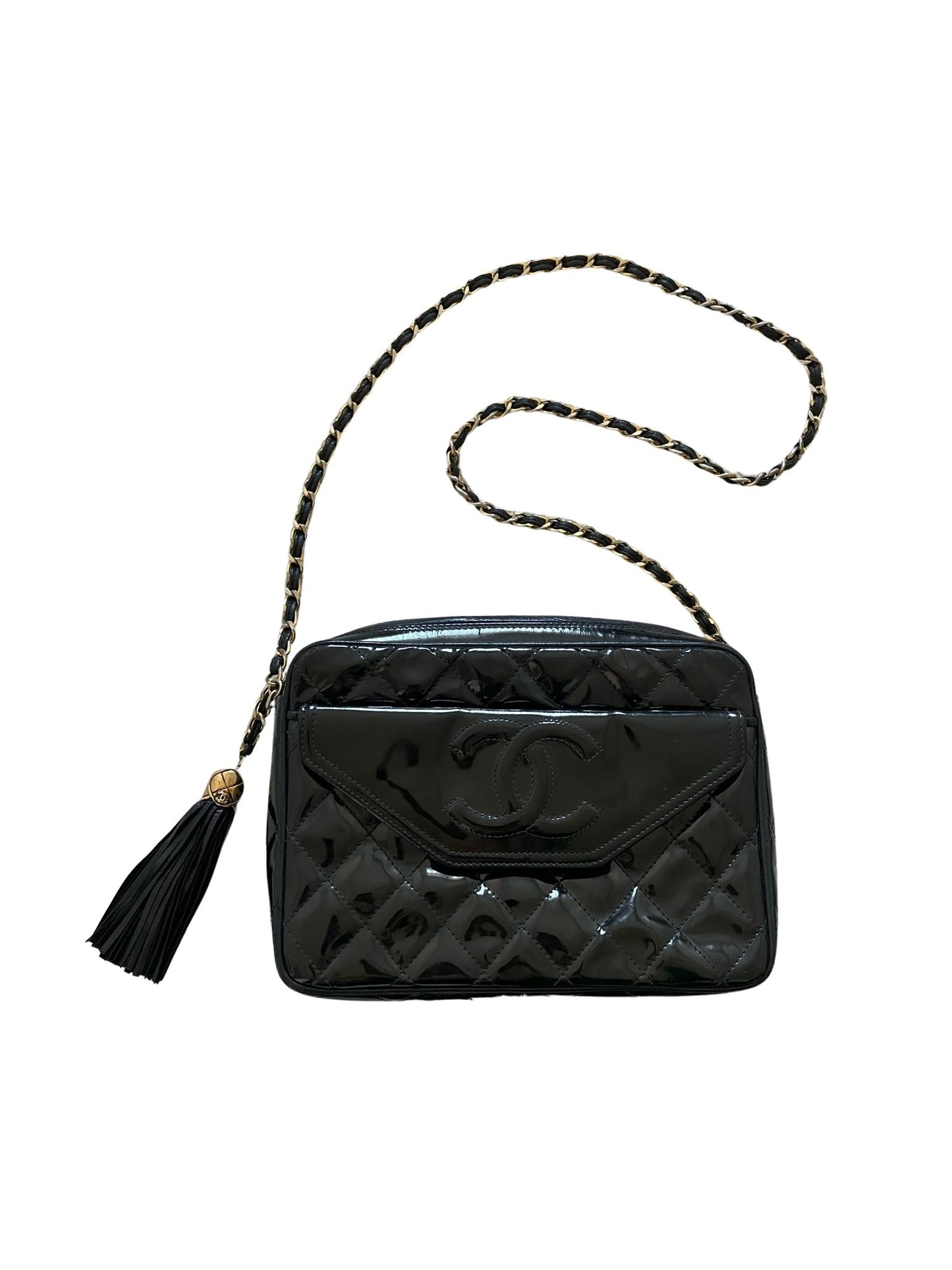 Chanel Matelasse Black Patent Leather Bag