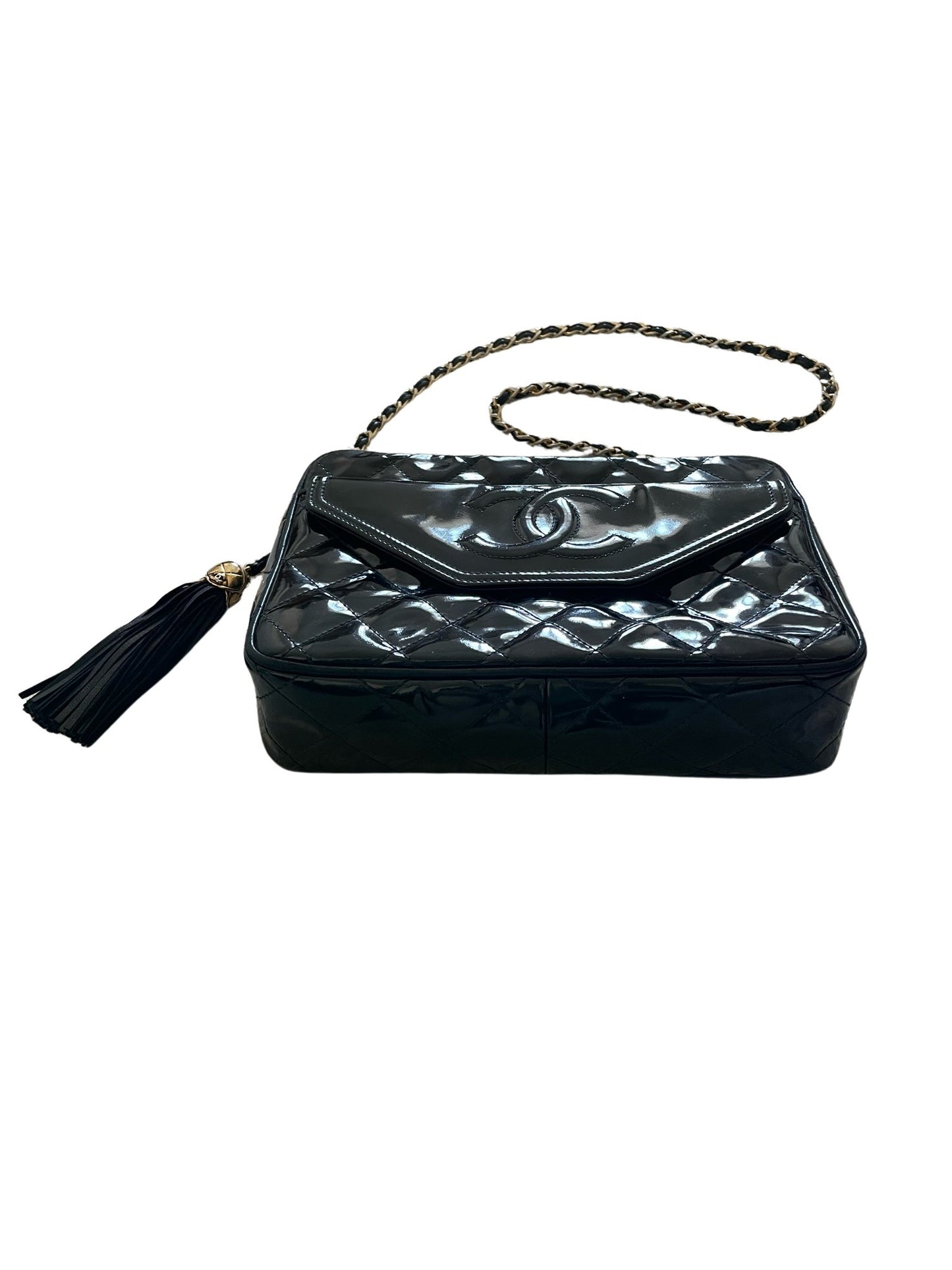 Chanel Matelasse Black Patent Leather Bag