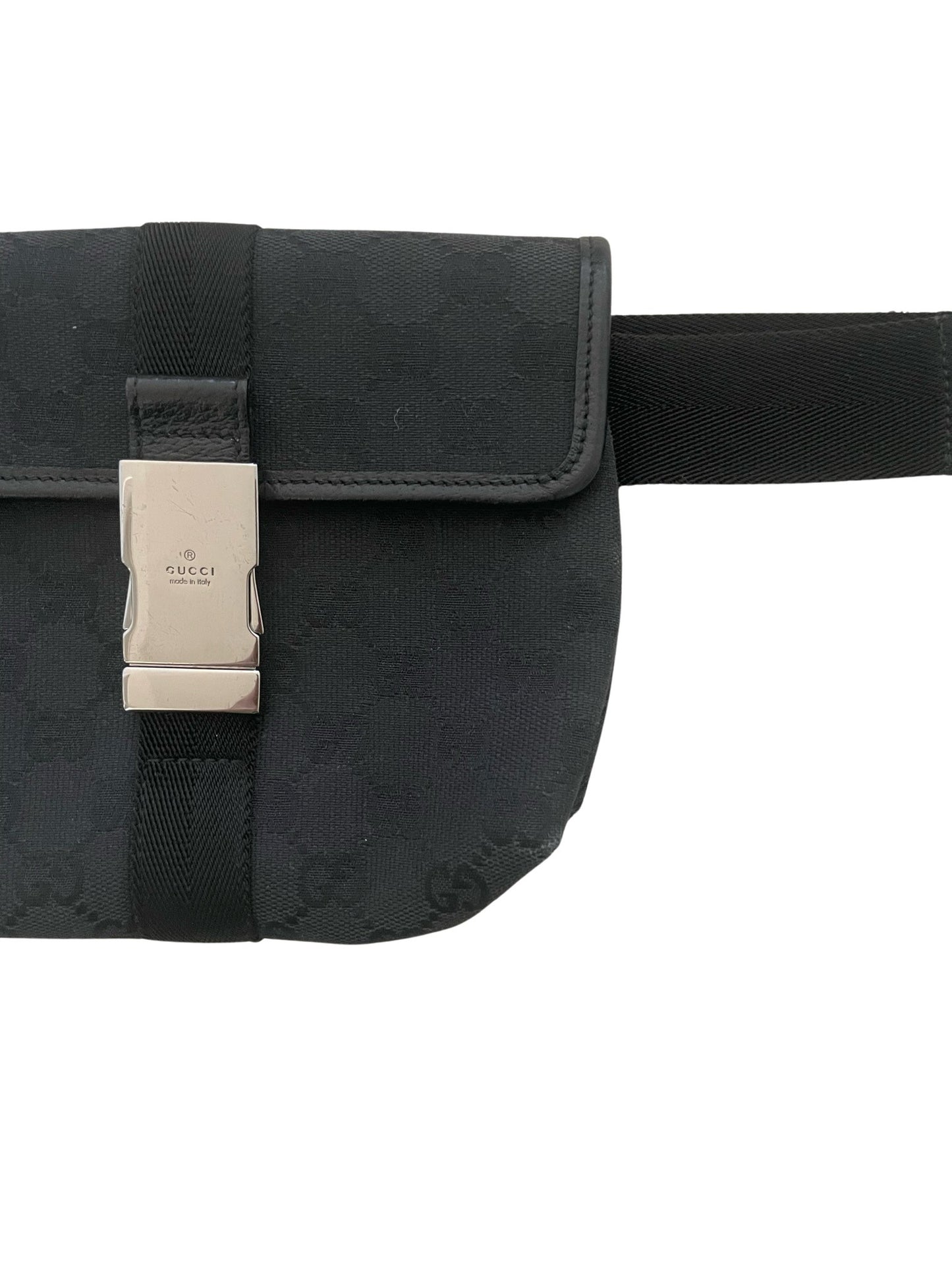 Gucci Black Jacquard Leather Belt Bag