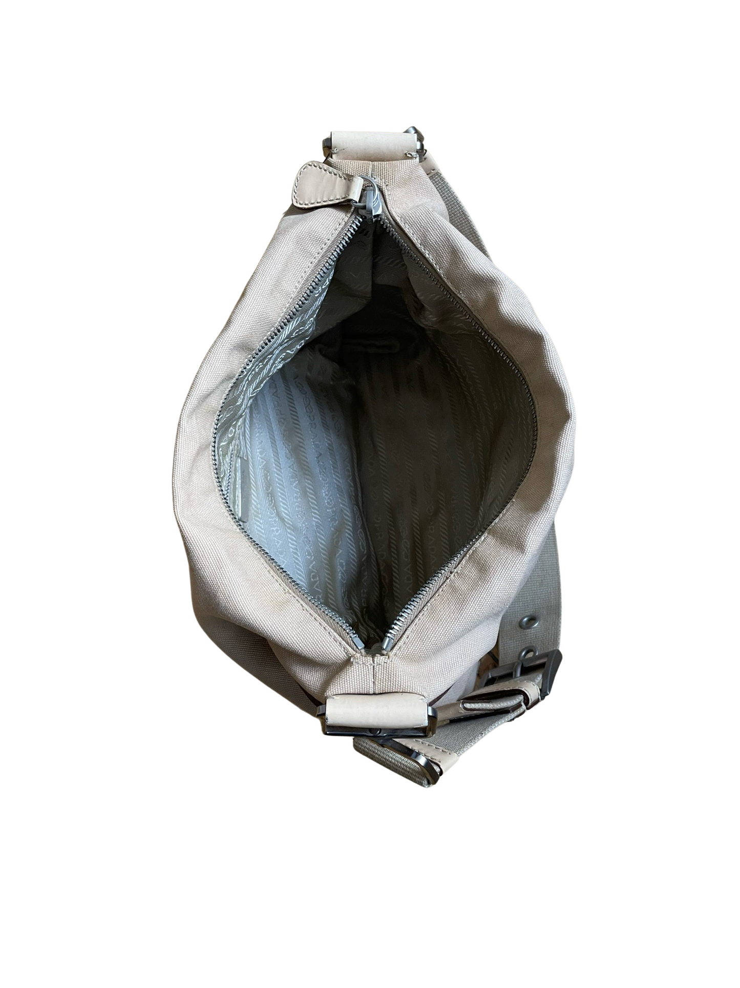Prada Beige Nylon & Leather Shoulder Bag
