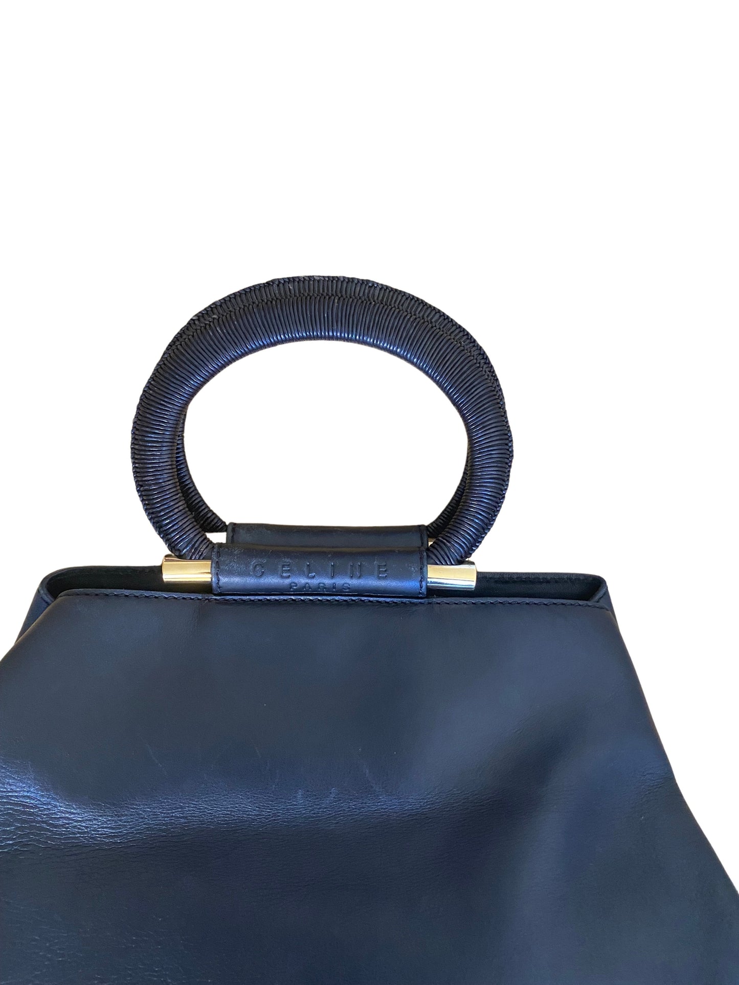 Celine Black Leather Tote Bag