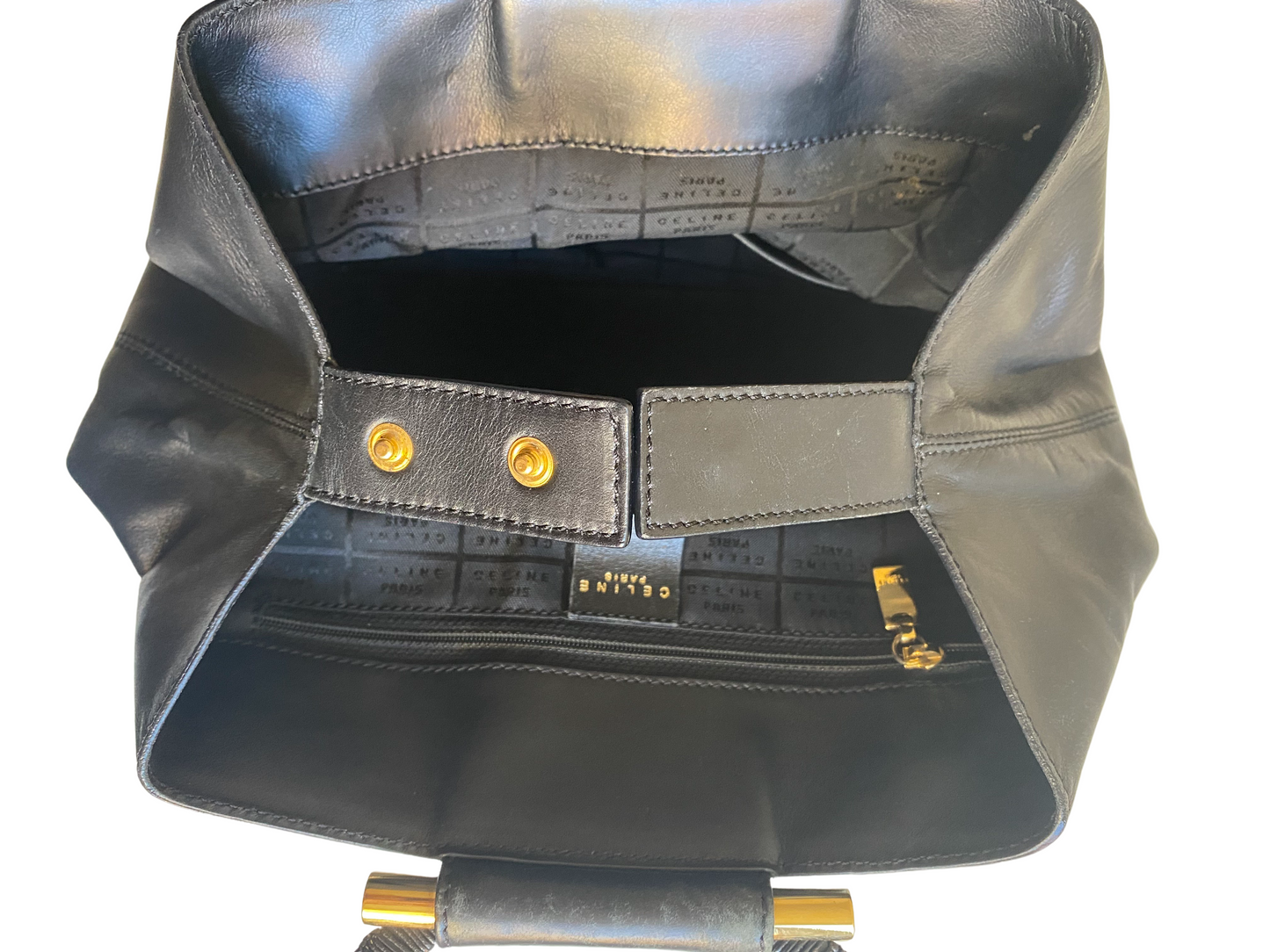 Celine Black Leather Tote Bag