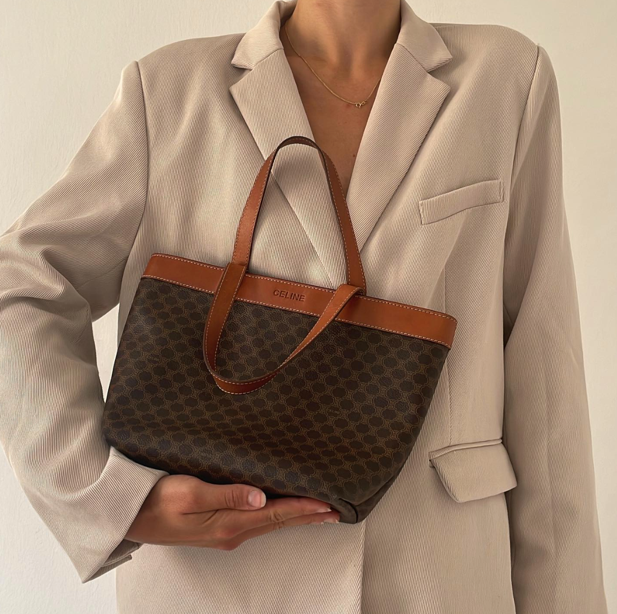 Celine Macadam Dark Brown PVC & Leather bag